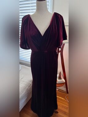 Revelry Burgundy Velvet Wrap-Style Maxi Dress